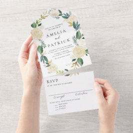 Botanische Hochzeit mit römischer Flora All In One Einladung