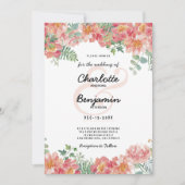 Botanische Hochzeit mit rosa grüner Blüte Einladung (Vorderseite)