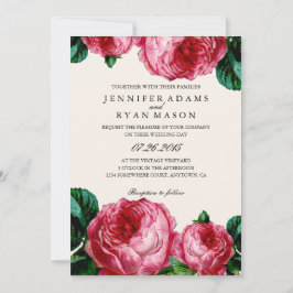 Botanische Hochzeit mit rosa Wasserfarbe Einladung