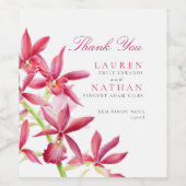Botanische Hochzeit mit roter Orchidee Weinetikett (Einzelnes Label)
