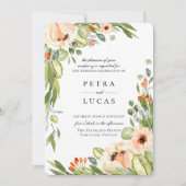 Botanische Hochzeit mit rustikalem Pfirsich Einladung (Vorderseite)