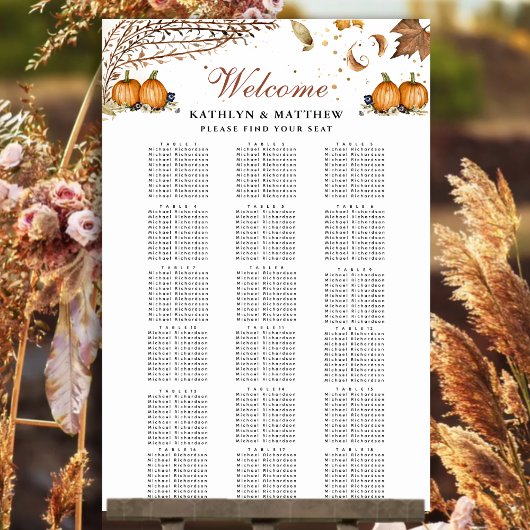Botanische Hochzeit mit rustikalem Pumpkin 18 Tisc Poster
