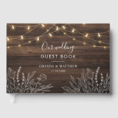 Botanische Hochzeit mit rustikalen String-Lichtern Gästebuch (Vorderseite)