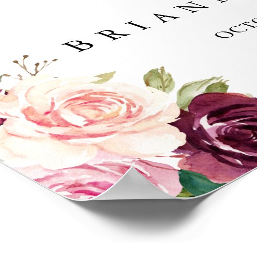 Botanische Hochzeit mit rustikaler Flora Begrüßung Poster (Ecke)