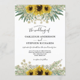 Botanische Hochzeit mit rustikaler Sonnenblume Einladung