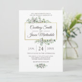 Botanische Hochzeit mit rustikaler Südwolle Einladung (Stehend Vorderseite)