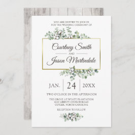 Botanische Hochzeit mit rustikaler Südwolle Einladung