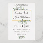 Botanische Hochzeit mit rustikaler Südwolle Folieneinladung (Vorderseite)