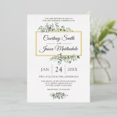 Botanische Hochzeit mit rustikaler Südwolle Folieneinladung (Stehend vorne)