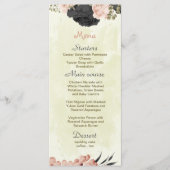 Botanische Hochzeit mit Schwarz-Weiß-Blume Menükarte (Vorderseite)