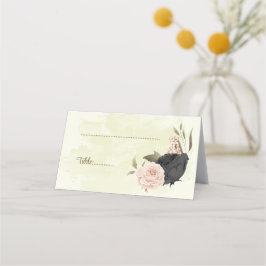 Botanische Hochzeit mit Schwarz-Weiß-Blume Platzkarte