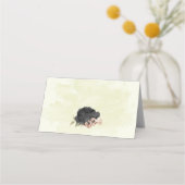 Botanische Hochzeit mit Schwarz-Weiß-Blume Platzkarte (Rückseite)