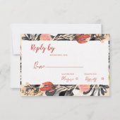 Botanische Hochzeit mit schwarzem Blütenblatt RSVP Karte (Rückseite)