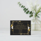 Botanische Hochzeit mit schwarzem und goldenem Fla Platzkarte (Stehend Vorderseite)