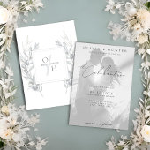 Botanische Hochzeit mit schwarzem und weißem Foto Einladung