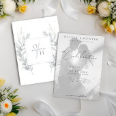 Botanische Hochzeit mit schwarzem und weißem Foto Einladung