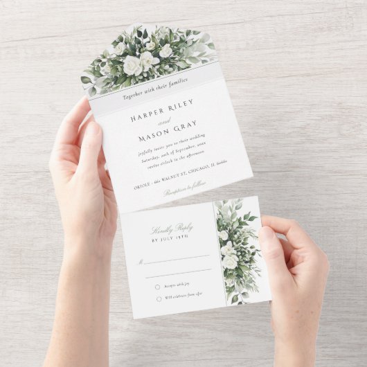 Botanische Hochzeit mit Tear-Away-UAWG All In One Einladung (Abreißen)