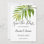 Botanische Hochzeit mit tropischen Palmenblättern Save The Date (Vorderseite)