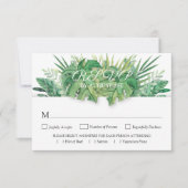 Botanische Hochzeit mit tropischen Pflanzen und Bl RSVP Karte (Vorderseite)