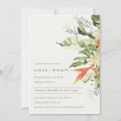 Botanische Hochzeit mit tropischer Orangenblüte Einladung (Vorderseite)