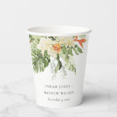 Botanische Hochzeit mit tropischer Orangenblüte Pappbecher (Rückseite)