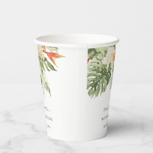 Botanische Hochzeit mit tropischer Orangenblüte Pappbecher (Rechts)