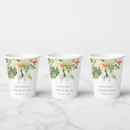 Botanische Hochzeit mit tropischer Orangenblüte Pappbecher