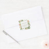 Botanische Hochzeit mit tropischer Orangenblüte Quadratischer Aufkleber (Umschlag)