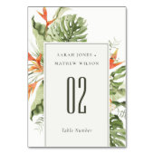 Botanische Hochzeit mit tropischer Orangenblüte Tischnummer (Rückseite)