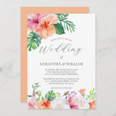 Botanische Hochzeit mit tropischer Wasserfarbe Einladung (Vorne/Hinten)