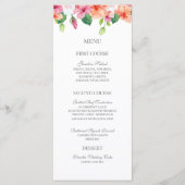 Botanische Hochzeit mit tropischer Wasserfarbe Menükarte (Vorderseite)