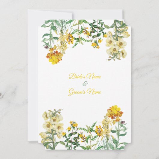 Botanische Hochzeit mit Vintagem Gelbwasser Einladung (Rückseite)