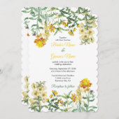 Botanische Hochzeit mit Vintagem Gelbwasser Einladung (Vorne/Hinten)