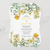 Botanische Hochzeit mit Vintagem Gelbwasser Einladung (Vorne/Hinten)