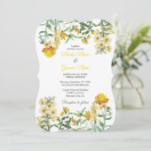 Botanische Hochzeit mit Vintagem Gelbwasser Einladung (Stehend Vorderseite)