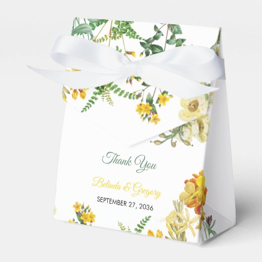 Botanische Hochzeit mit Vintagem Gelbwasser Geschenkschachtel (Vorderseite)