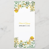 Botanische Hochzeit mit Vintagem Gelbwasser Menükarte (Rückseite)