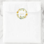 Botanische Hochzeit mit Vintagem Gelbwasser Runder Aufkleber (Tasche)