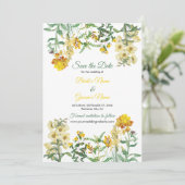 Botanische Hochzeit mit Vintagem Gelbwasser Save The Date (Stehend Vorderseite)