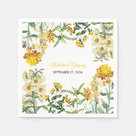 Botanische Hochzeit mit Vintagem Gelbwasser Serviette (Vorderseite)