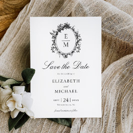 Botanische Hochzeit mit Vintagem Wappen Save The Date