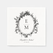 Botanische Hochzeit mit Vintagem Wappen Serviette (Vorderseite)