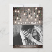 Botanische Hochzeit mit Vintagen Lichtern Save The Date (Vorderseite)