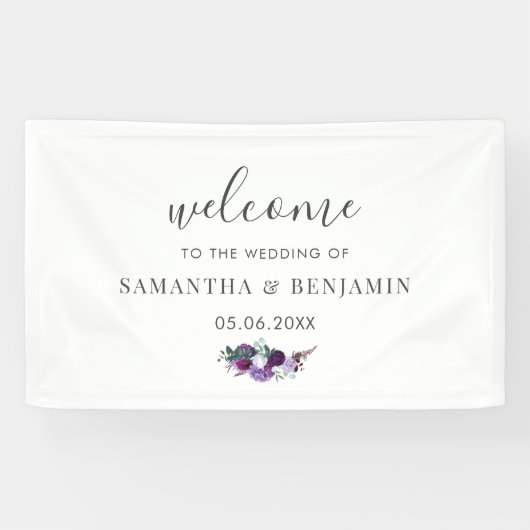 Botanische Hochzeit mit Wasserfarbe Banner (Horizontal)