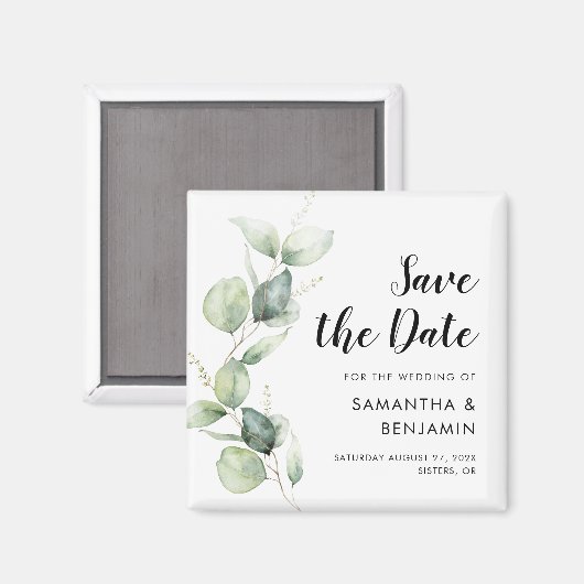 Botanische Hochzeit mit Wasserfarbe Datum speicher Magnet (Vorderseite/Rückseite)