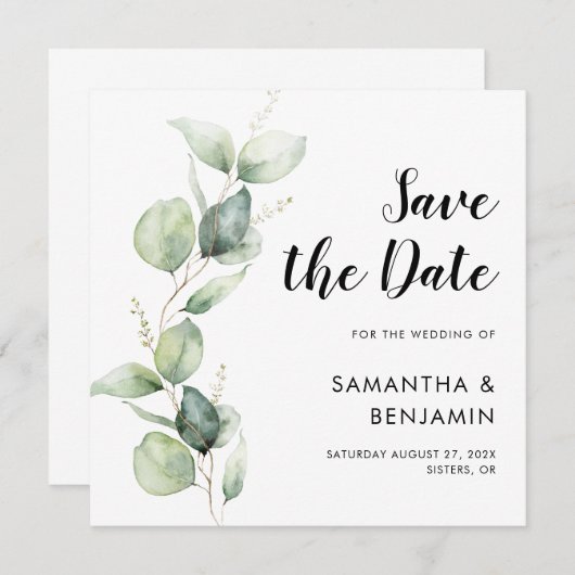 Botanische Hochzeit mit Wasserfarbe Datum speicher Save The Date (Vorne/Hinten)