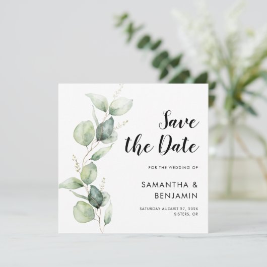 Botanische Hochzeit mit Wasserfarbe Datum speicher Save The Date (Stehend Vorderseite)