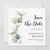 Botanische Hochzeit mit Wasserfarbe Datum speicher Save The Date (Vorderseite)