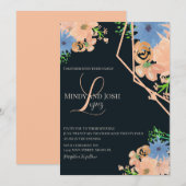 Botanische Hochzeit mit Wasserfarbe Mit Monogramm Einladung (Vorne/Hinten)