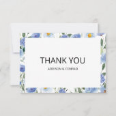 Botanische Hochzeit mit weichem blauem Wasser Dankeskarte (Vorderseite)